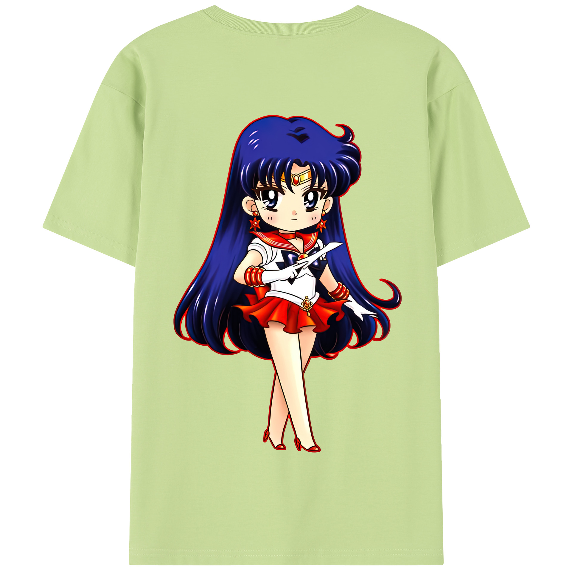 （画像用） 美少女戦士セーラームーン 火野レイ ひの レイ Sailor Moon Hino Rei （セーラーマーズ,Sailor Mars） 綿100％半袖Tシャツ（背面プリント）
